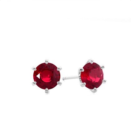 Round Ruby Stud Earring