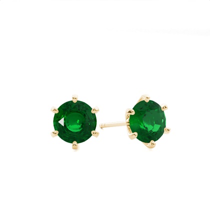 Yellow Gold Emerald Earrings Diamond