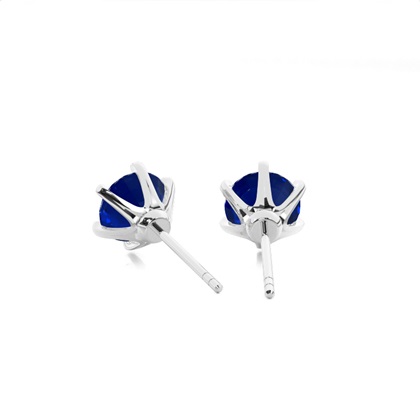 Round Blue Sapphire Stud Earring