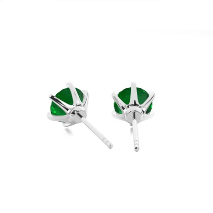 Round Emerald Stud Earring