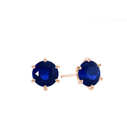 Round Blue Sapphire Stud Earring