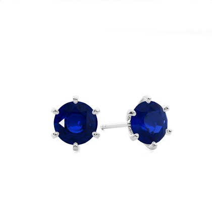 Round Blue Sapphire Stud Earring