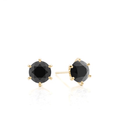 Round Black Diamond Stud Earrings