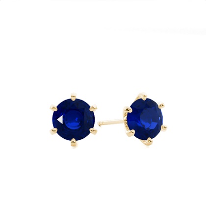 Round Blue Sapphire Stud Earring