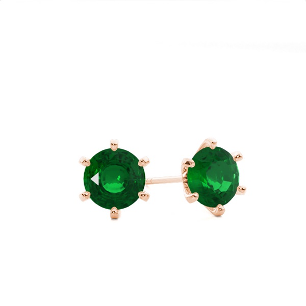 Round Emerald Stud Earring