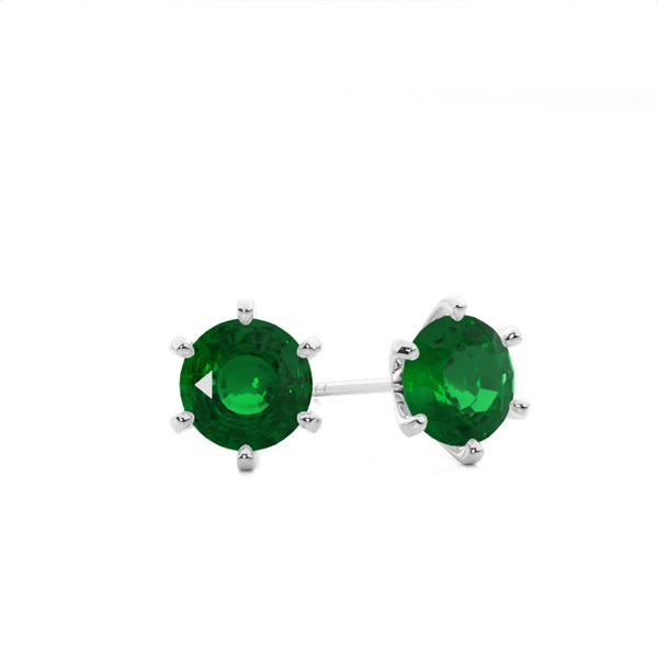 Round Emerald Stud Earring
