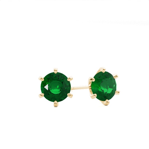 Round Emerald Stud Earring