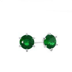 Round Emerald Stud Earring