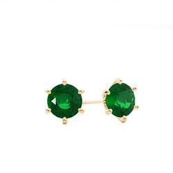 Round Emerald Stud Earring