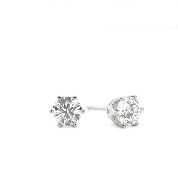 White Gold Round Diamond Stud Earrings