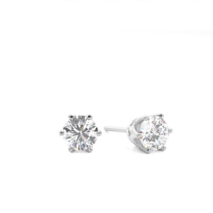 White Gold Round Diamond Stud Earrings