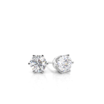 White Gold Round Moissanite Stud Earrings