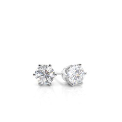 White Gold Round Moissanite Stud Earrings