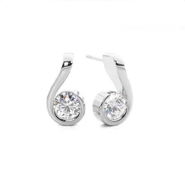 White Gold Round Diamond Designer Earrings