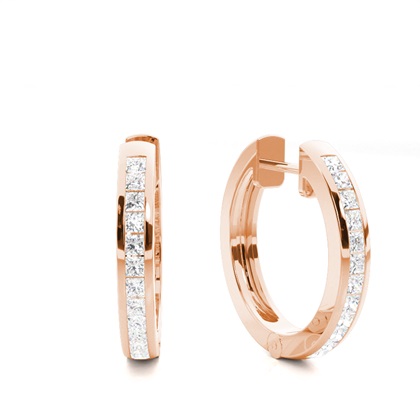 White Gold Princess Diamond Hoop Earrings