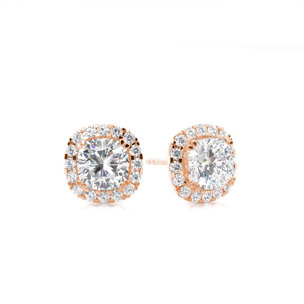 White Gold Cushion Diamond Halo Earrings
