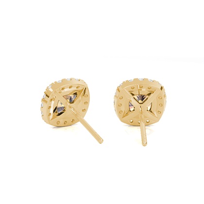 Weißgoldkissen Champagner Diamant Halo Ohrringe