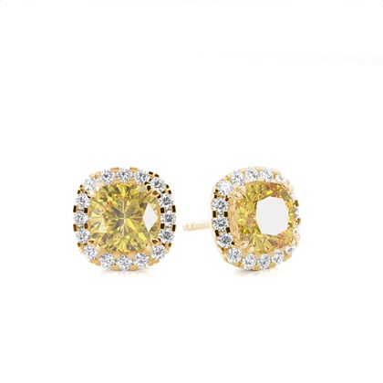 Yellow Diamond Halo Stud Earring