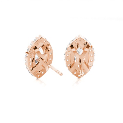 White Gold Marquise Diamond Halo Earrings