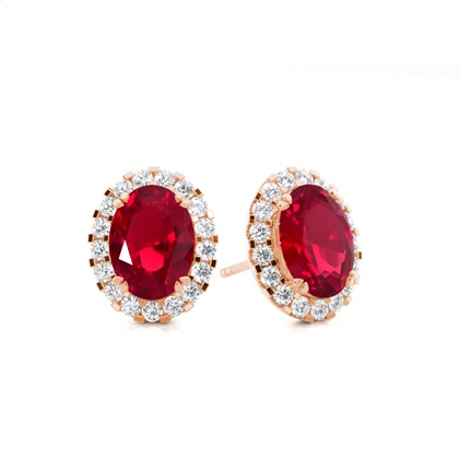 Rose Gold Ruby Earrings Diamond