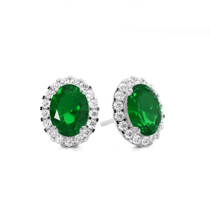 Oval Emerald Earrings Diamond