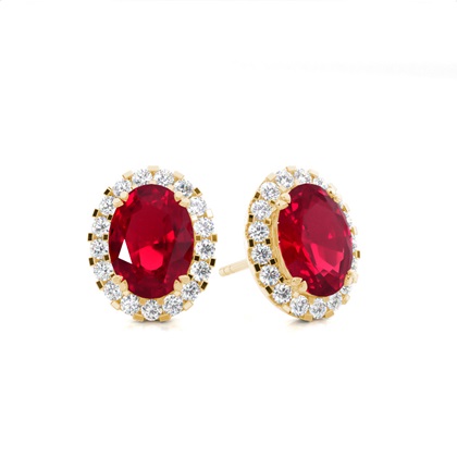 Yellow Gold Ruby Earrings Diamond