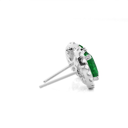 Halo-Smaragdohrring in 4 Krappenfassung