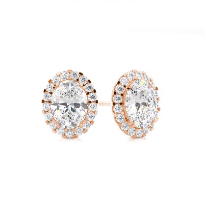 Rose Gold Halo Diamond Earrings