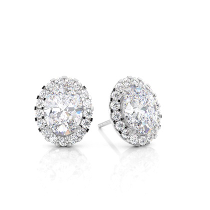 4 Prong Setting Moissanite Halo Earring