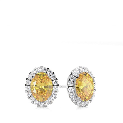 Yellow Diamond Halo Stud Earring