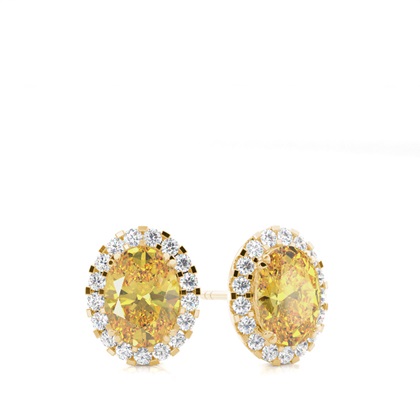 Yellow Diamond Halo Stud Earring