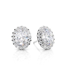 4 Prong Setting Moissanite Halo Earring