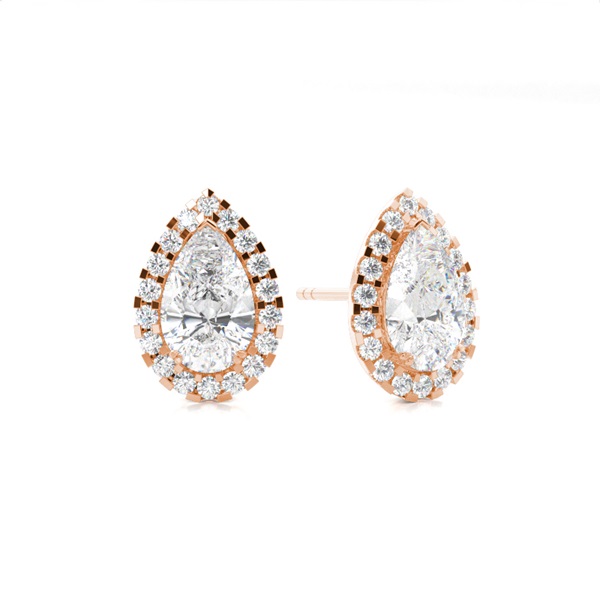 3 Prong Setting Halo Earrings