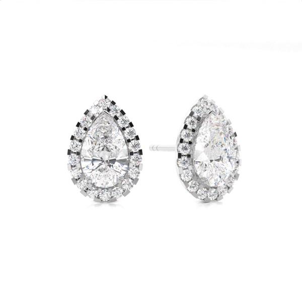 3 Prong Setting Halo Earrings