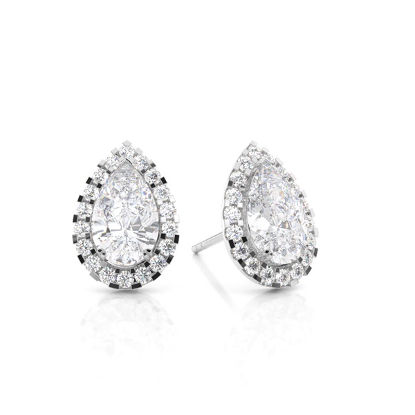 3 Prong Setting Moissanite Halo Earring