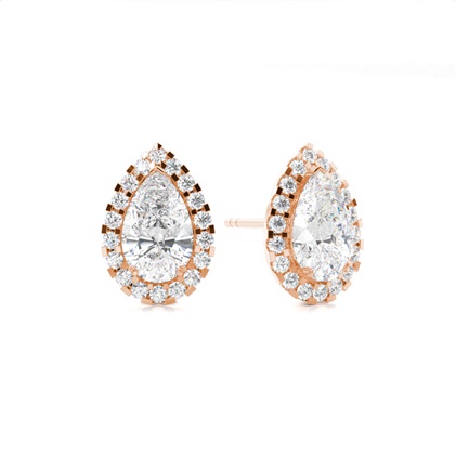 Pear Rose Gold Women's Diamond Earrings Diamond