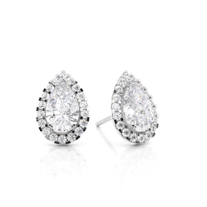 3 Prong Setting Moissanite Halo Earring