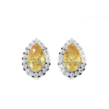 Yellow Diamond Halo Stud Earring