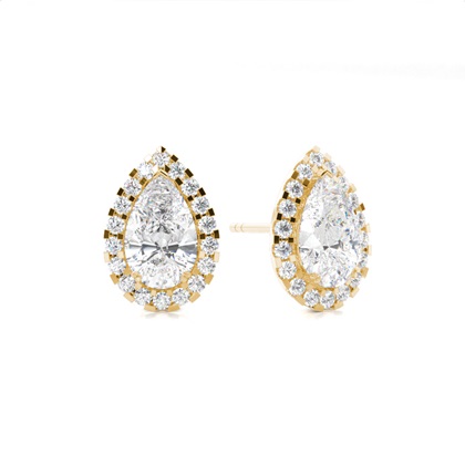 Pear Yellow Gold Women's Diamond Earrings Diamond