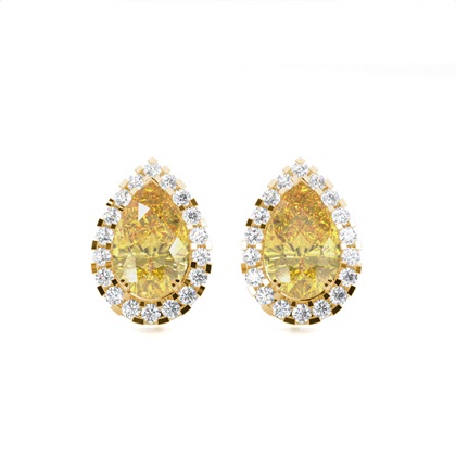 Yellow Diamond Halo Stud Earring