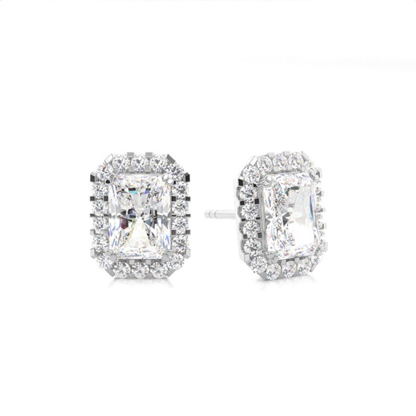 4 Prong Setting Halo Earrings