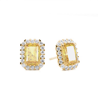 Yellow Diamond Halo Stud Earring