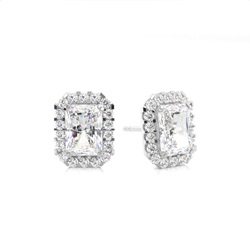 4 Prong Setting Halo Earrings