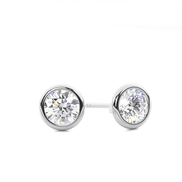 White Gold Round Diamond Stud Earrings