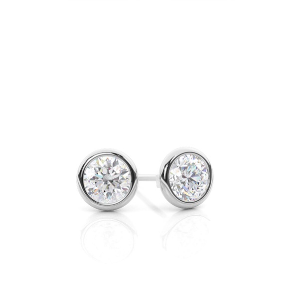 Full Bazel Setting Round Moissanite Stud Earrings