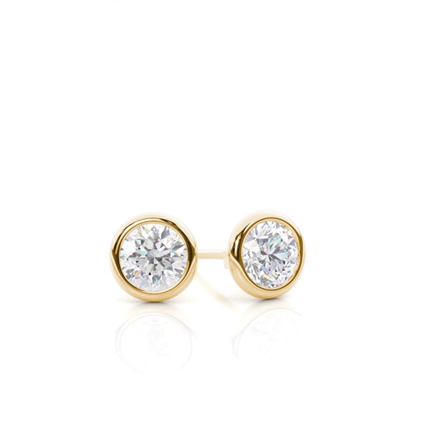 Full Bazel Setting Round Moissanite Stud Earrings
