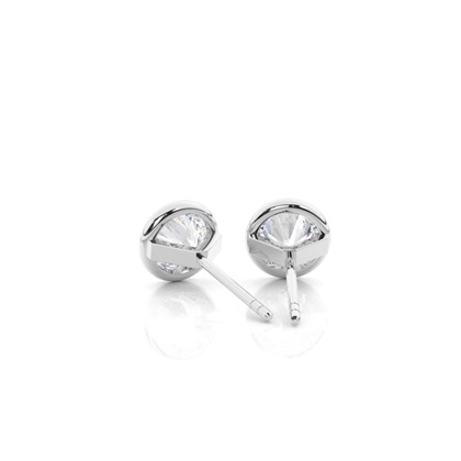Full Bazel Setting Round Moissanite Stud Earrings