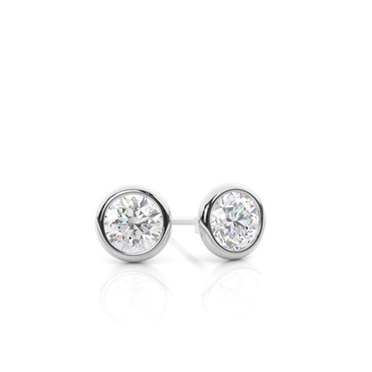Full Bazel Setting Round Moissanite Stud Earrings