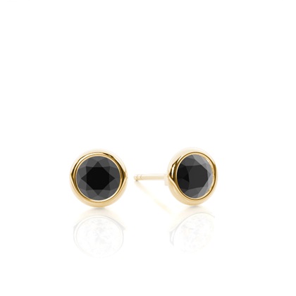 Bezel Set Round Black Diamond Stud Earrings