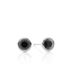 Bezel Set Round Black Diamond Stud Earrings
